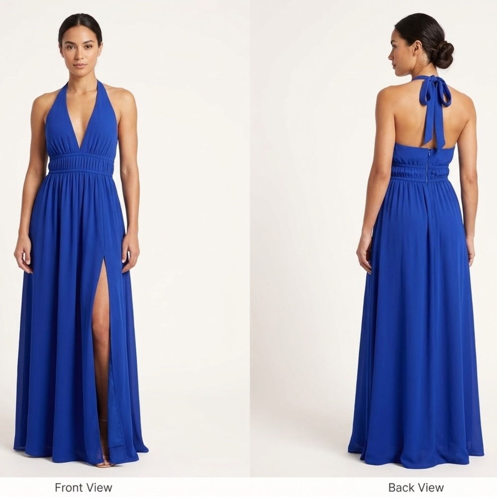 Elegant Blue Halter Maxi Dress brand new dress SHEIN size xxs